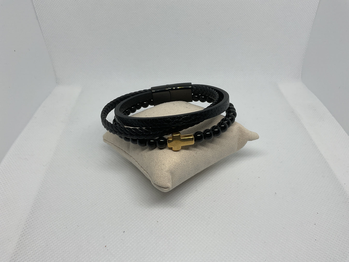 Pulsera cruz y piedra