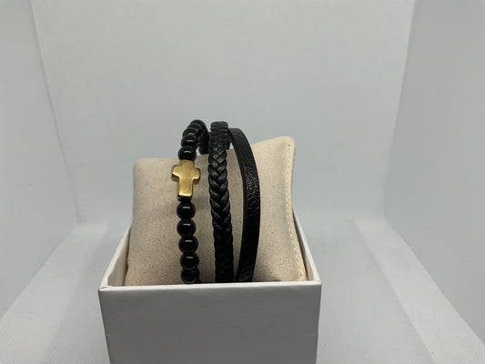 Pulsera cruz y piedra