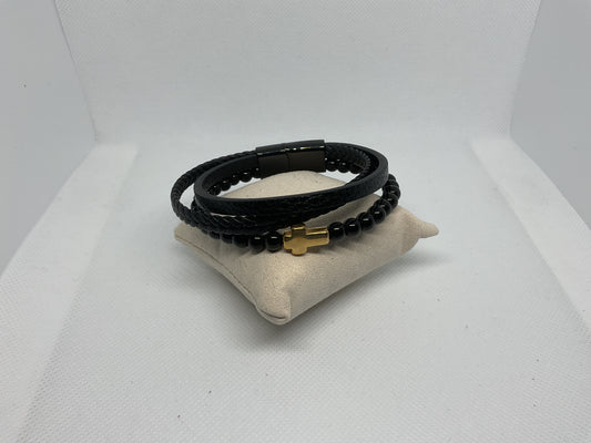 Pulsera cruz y piedra